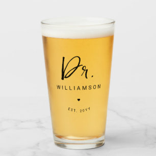 Personalized Name Dr Minimalist Doctor Graduation Glass