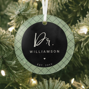 Personalized Name Dr Minimalist Doctor Graduation Glass Ornament