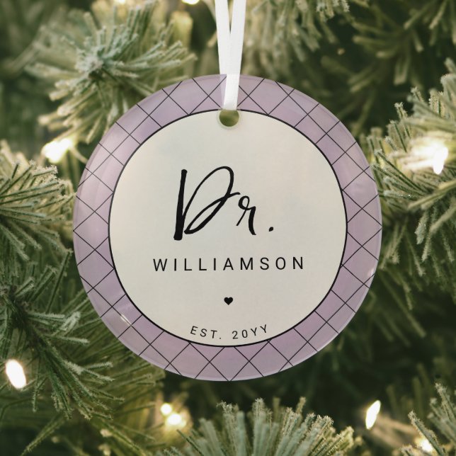 Personalized Name Dr Minimalist Doctor Graduation Glass Ornament (Insitu)