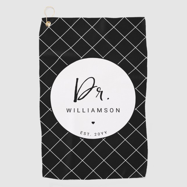 Personalized Name Dr Minimalist Doctor Graduation Golf Towel (Front)
