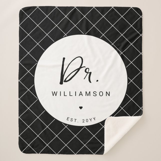 Personalized Name Dr Minimalist Doctor Graduation Sherpa Blanket (Front)