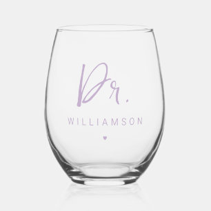 Personalized Name Dr Minimalist Doctor Graduation Stemless Wine Glass