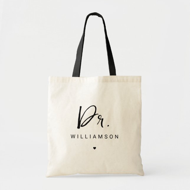 Personalized Name Dr Minimalist Doctor Graduation Tote Bag (Front)