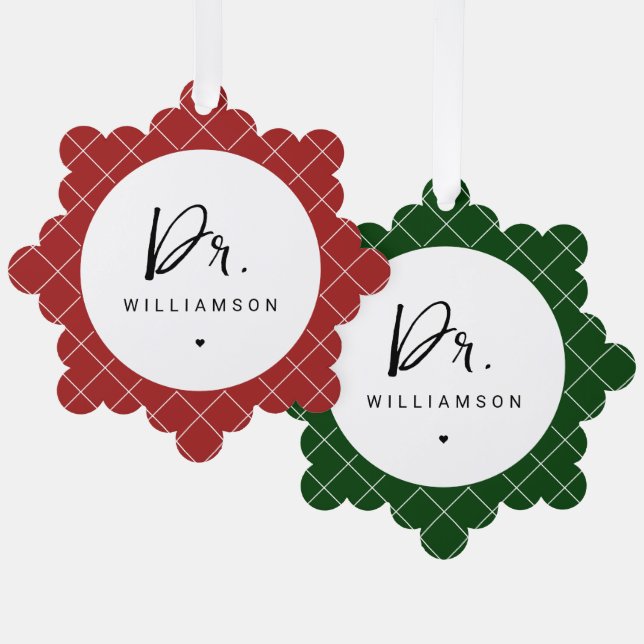 Personalized Name Dr Minimalist Doctor Ornament Card (Front/Back)
