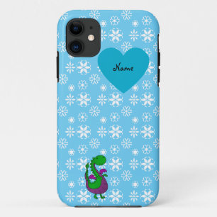 Personalized name dragon blue snowflakes iPhone 11 case