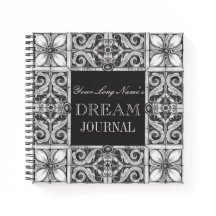 Personalized Name Dream Journal Black Grey White