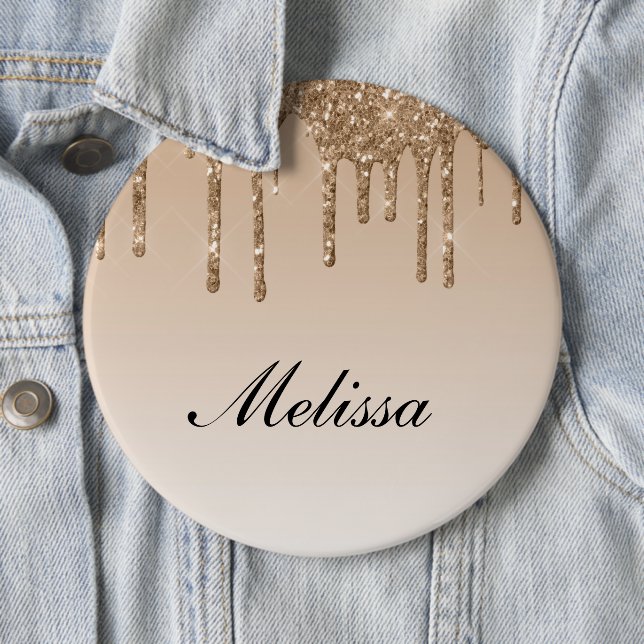 personalized name dripping glitter  6 inch round button (In Situ)