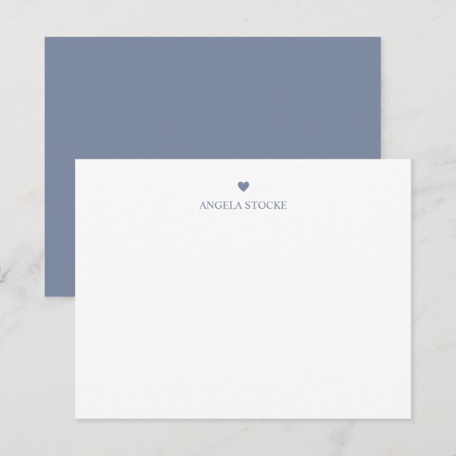 Personalized Name Dusty Blue Heart Card (Front/Back)