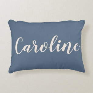 Personalized Name Dusty Blue Minimalist Script Accent Pillow