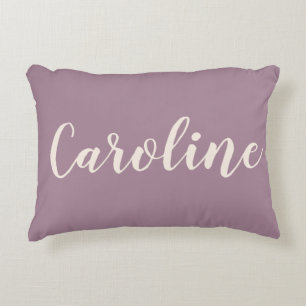 Personalized Name Dusty Purple Minimalist Script Accent Pillow