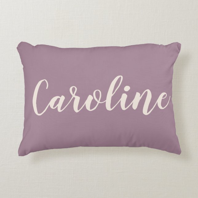 Personalized Name Dusty Purple Minimalist Script Accent Pillow (Front)