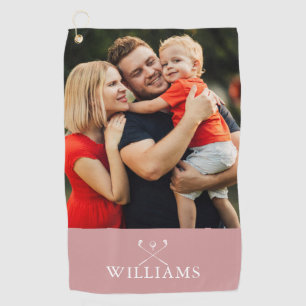 Personalized Name Dusty Rose Pink Photo Golf Towel