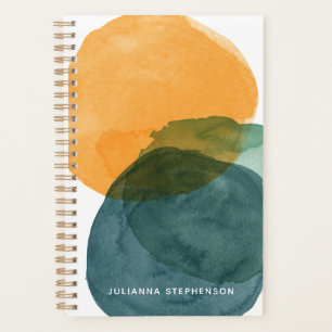 Personalized Name Earthy Abstract Watercolor Chic Planner