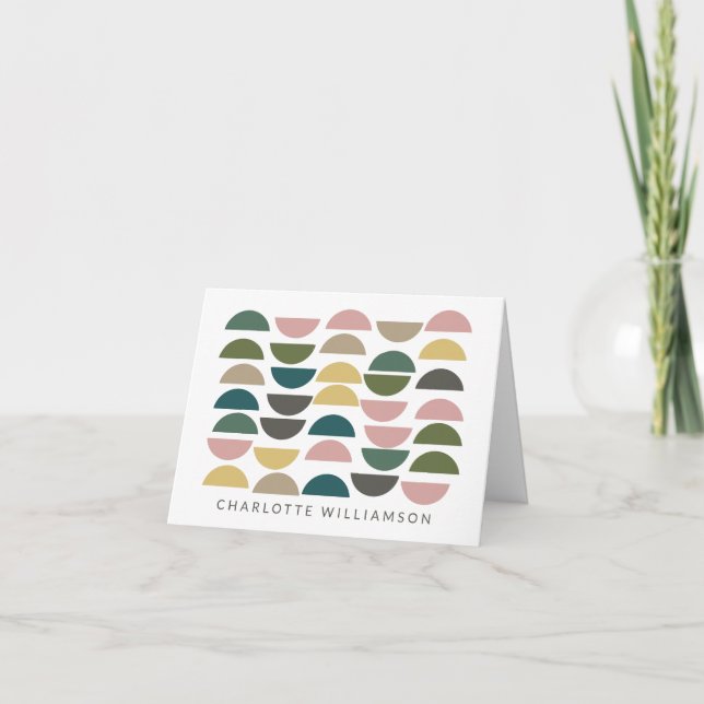Personalized Name Earthy Pastels Geometric Modern Note Card (Front)