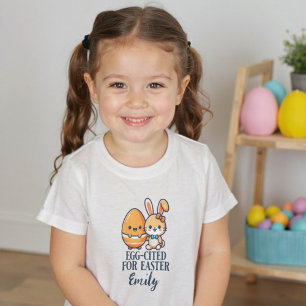 Personalized Name Easter Bunny Egg-cited Toddler T-shirt