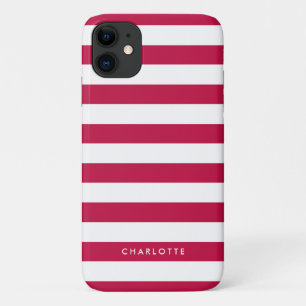 Personalized Name Editable Colour and White Stripe iPhone 11 Case
