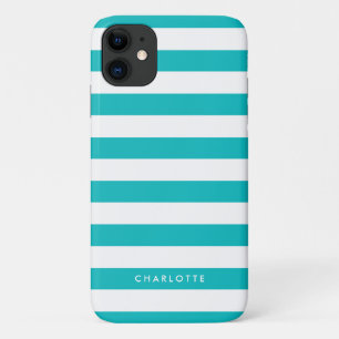 Personalized Name Editable Colour and White Stripe iPhone 11 Case