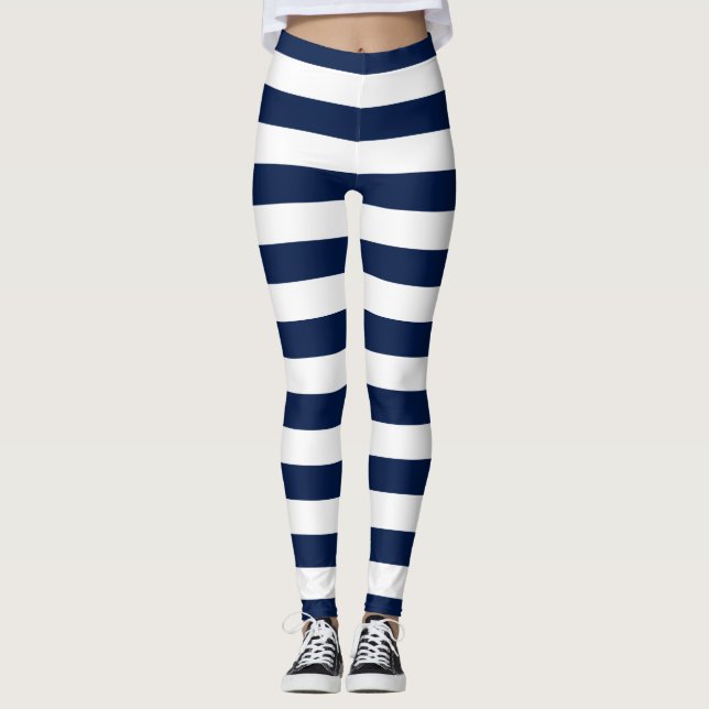 Personalized Name Editable Colour and White Stripe Leggings (Front)