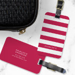 Personalized Name Editable Colour and White Stripe Luggage Tag<br><div class="desc">Luggage tag featuring editable colour (click customize and change the background colour) and white stripes. Personalize this by replacing placeholder text with your name and for more options such as to change the font, it's size and spacing between letters click the "Customize it" button. *Please note that the Zazzle Watermark...</div>