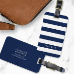 Personalized Name Editable Colour and White Stripe Luggage Tag<br><div class="desc">Luggage tag featuring editable colour (click customize and change the background colour) and white stripes. Personalize this by replacing placeholder text with your name and for more options such as to change the font, it's size and spacing between letters click the "Customize it" button. *Please note that the Zazzle Watermark...</div>