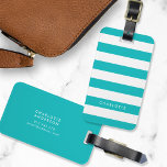 Personalized Name Editable Colour and White Stripe Luggage Tag<br><div class="desc">Luggage tag featuring editable colour (click customize and change the background colour) and white stripes. Personalize this by replacing placeholder text with your name and for more options such as to change the font, it's size and spacing between letters click the "Customize it" button. *Please note that the Zazzle Watermark...</div>
