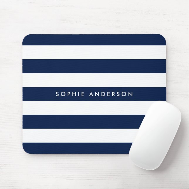 Personalized Name Editable Colour and White Stripe Mouse Pad (With Mouse)