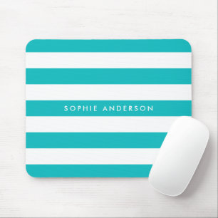 Personalized Name Editable Colour and White Stripe Mouse Pad