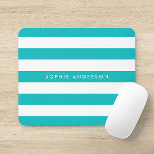 Personalized Name Editable Colour and White Stripe Mouse Pad