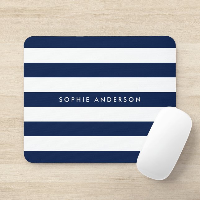 Personalized Name Editable Colour and White Stripe Mouse Pad (Creator Uploaded)