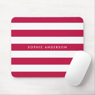 Personalized Name Editable Colour and White Stripe Mouse Pad