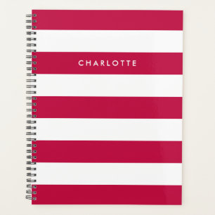 Personalized Name Editable Colour and White Stripe Planner