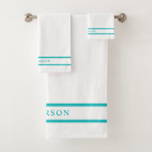 Personalized Name Editable Colour Double Stripes Bath Towel Set
