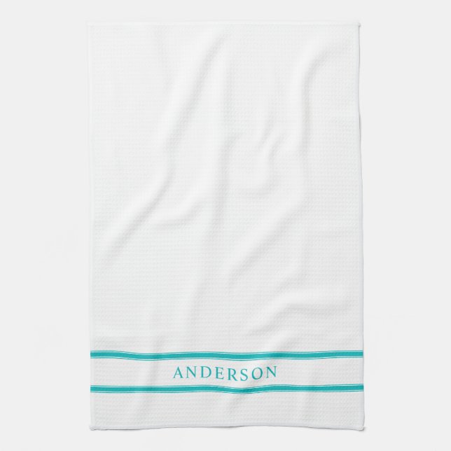 Personalized Name Editable Colour Double Stripes Kitchen Towel (Vertical)