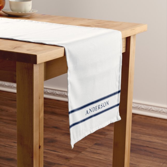 Personalized Name Editable Colour Double Stripes Long Table Runner (In Situ)