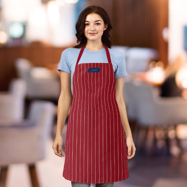 Personalized Name Editable Colours Classic Stripes Apron (Creator Uploaded)