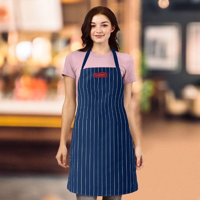 Personalized Name Editable Colours Classic Stripes Apron (Creator Uploaded)