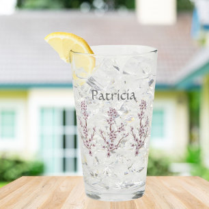 Personalized Name Elegant Cherry Blossoms Pink Glass