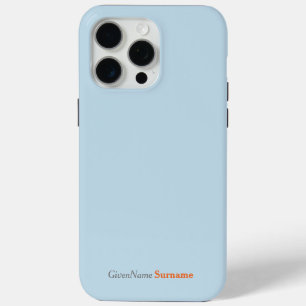 Personalized Name Elegant Coral Blue Grey Orange iPhone 15 Pro Max Case
