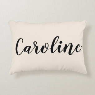 Personalized Name Elegant Cream Minimalist Script Accent Pillow