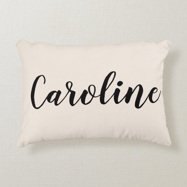 Personalized Name Elegant Cream Minimalist Script Accent Pillow (Front)