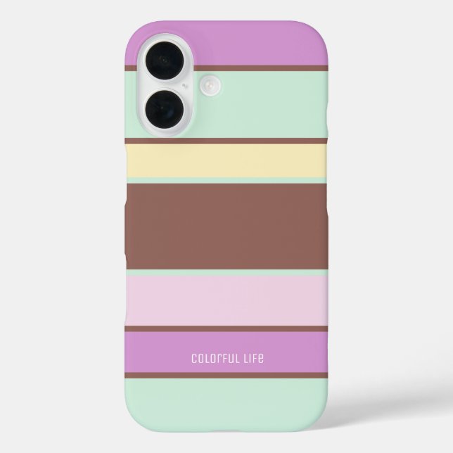 Personalized Name Elegant Modern Pastel Stripes Case-Mate iPhone Case (Back)