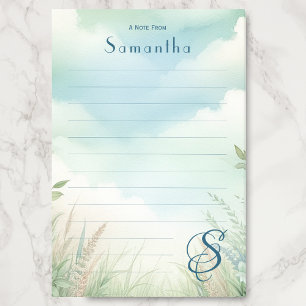 Personalized Name Elegant Monogram Lined Post-it Notes