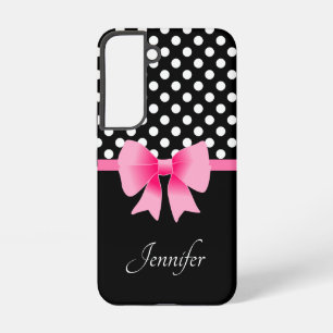 Personalized Name Elegant Pink Bow  Samsung Galaxy Case