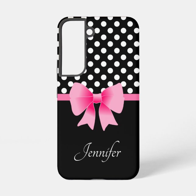 Personalized Name Elegant Pink Bow  Samsung Galaxy S22 Case (Back)