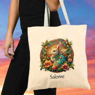 Personalized Name Elegant Princess Easter Bunny Tote Bag