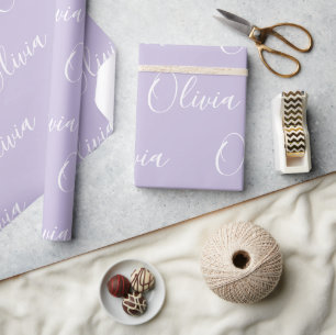 Personalized Name Elegant Purple Modern Wrapping Paper