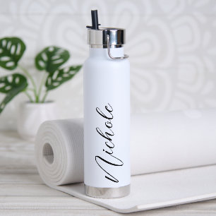 Personalized Name Elegant Script Typography Modern Water Bottle