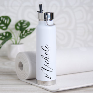 Personalized Name Elegant Script Typography Modern Water Bottle