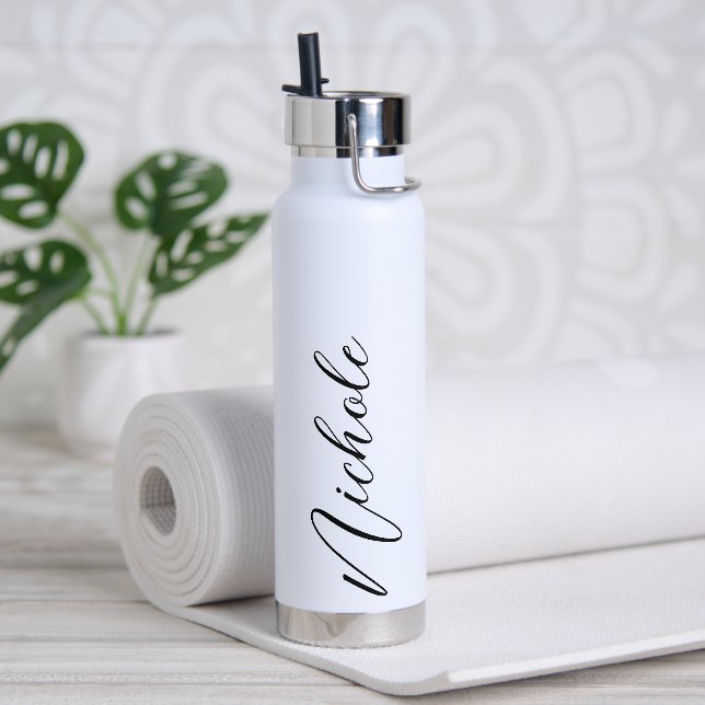 Personalized Name Elegant Script Typography Modern Water Bottle (Yoga)