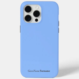 Personalized Name Elegant Simple Pastel Blue Grey iPhone 15 Pro Max Case